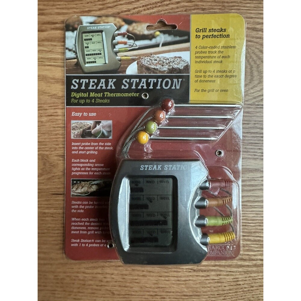 NEW Steak Station Digital Meat Thermometer By‎ Charcoal Companion For 4 Steaks